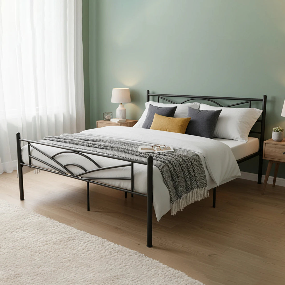 Modern Arched Metal Platform Bed Frame