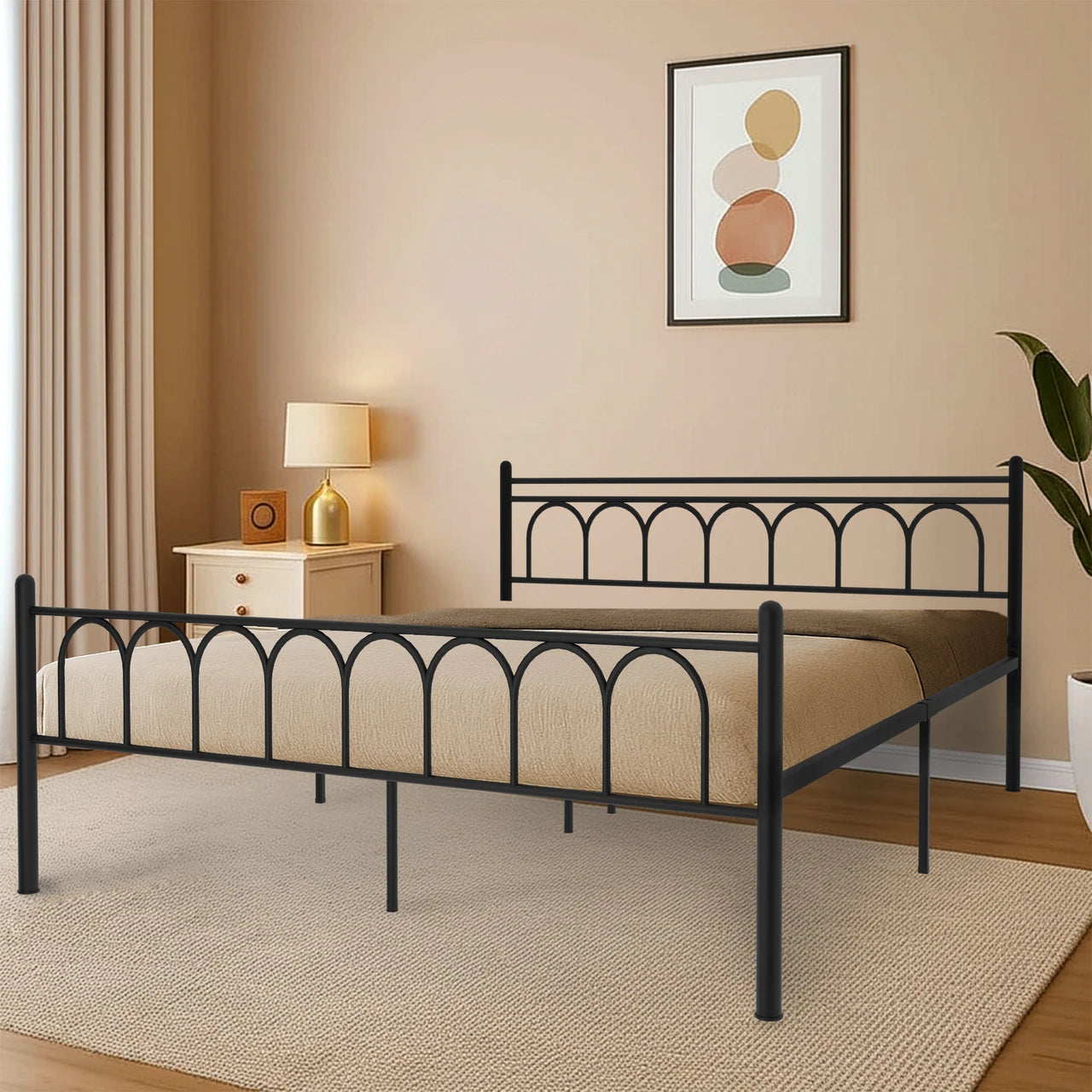 Modern Arch Pattern Metal Platform Bed Frame
