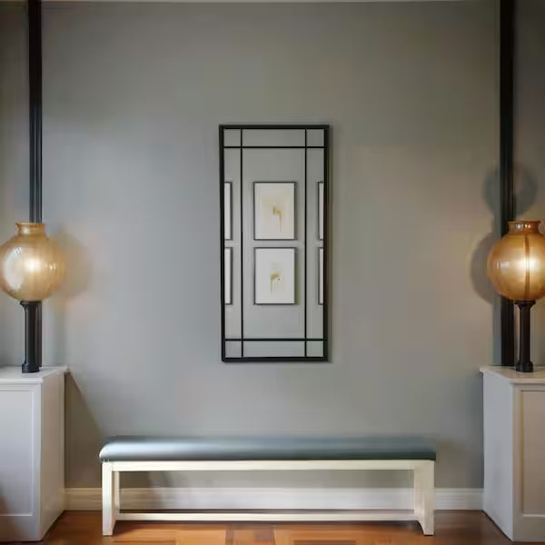 Casual Windowpane Metal Framed Mirror