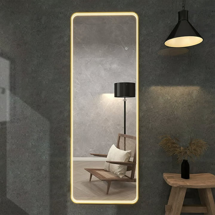 Beauty Peak Rectangular Mirror Rounded Corners Gold