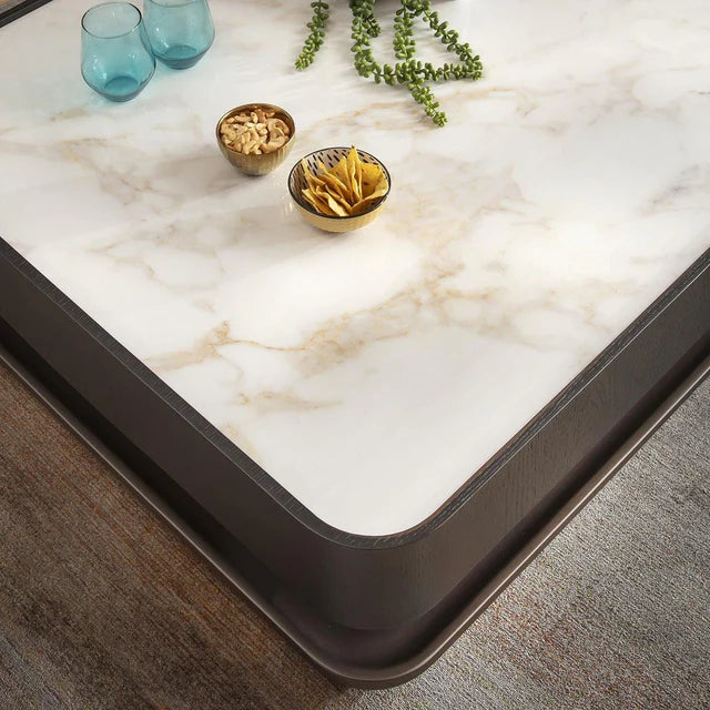 Black Coffee Table White Marble Effect Ceramic