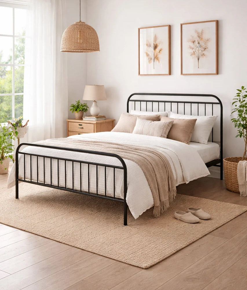 Minimalist Curved Metal Platform Bed Frame