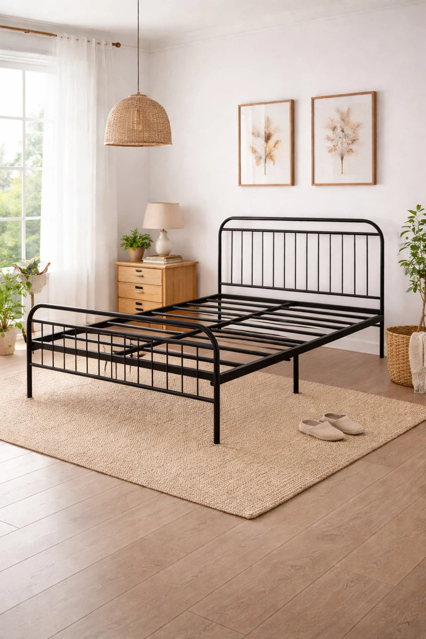 Minimalist Curved Metal Platform Bed Frame