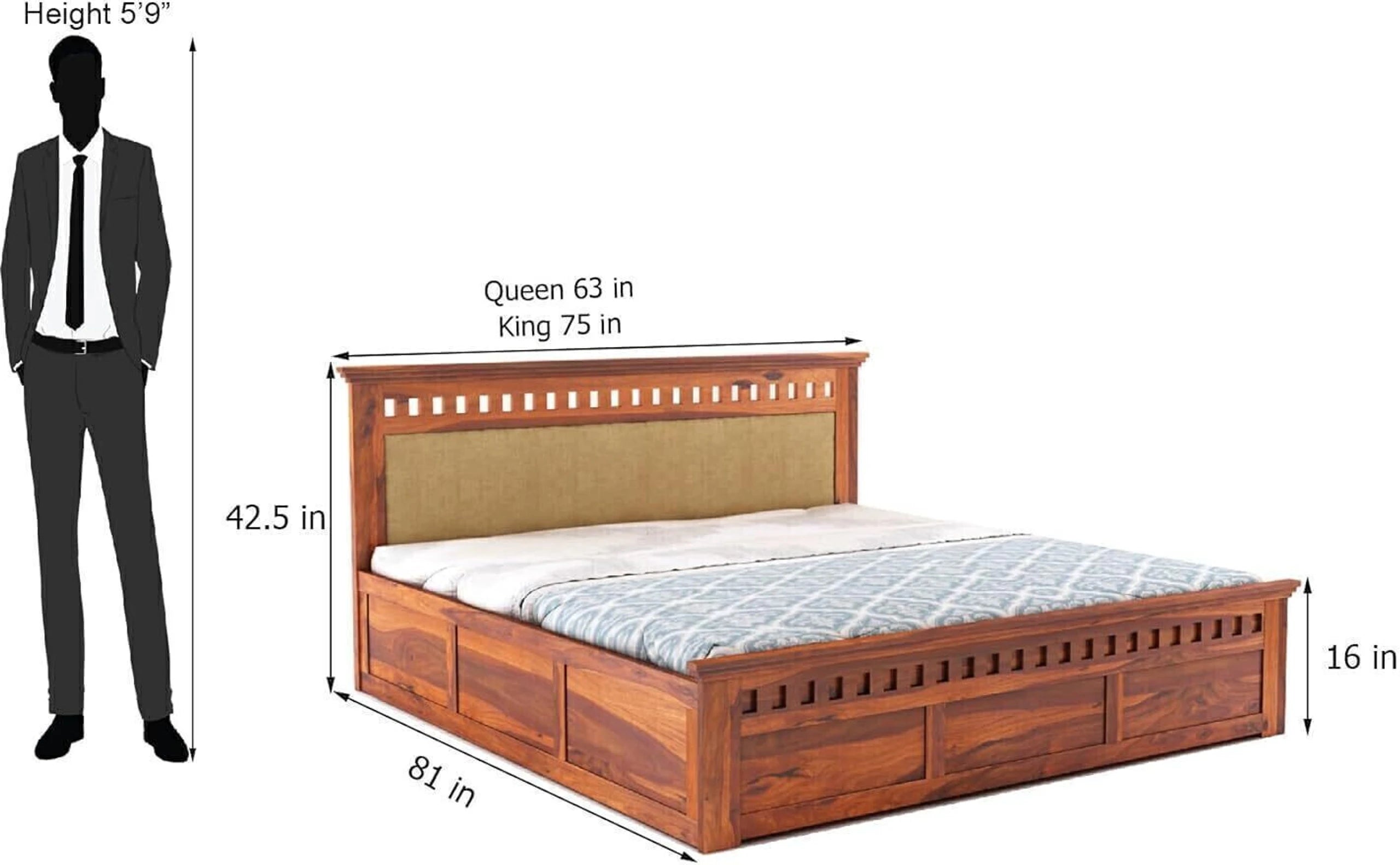 Sheesham Wood Bed For Bedroom