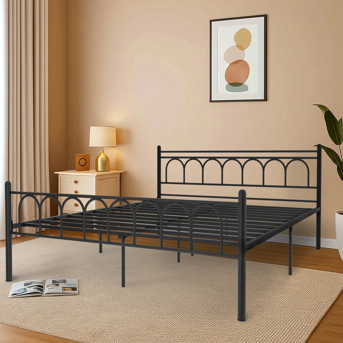 Modern Arch Pattern Metal Platform Bed Frame