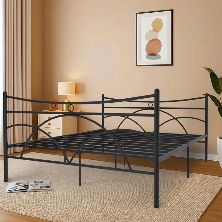 Contemporary Curved Metal Platform Bed Frame