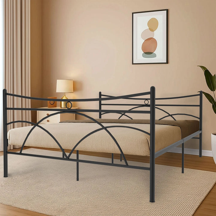 Contemporary Curved Metal Platform Bed Frame