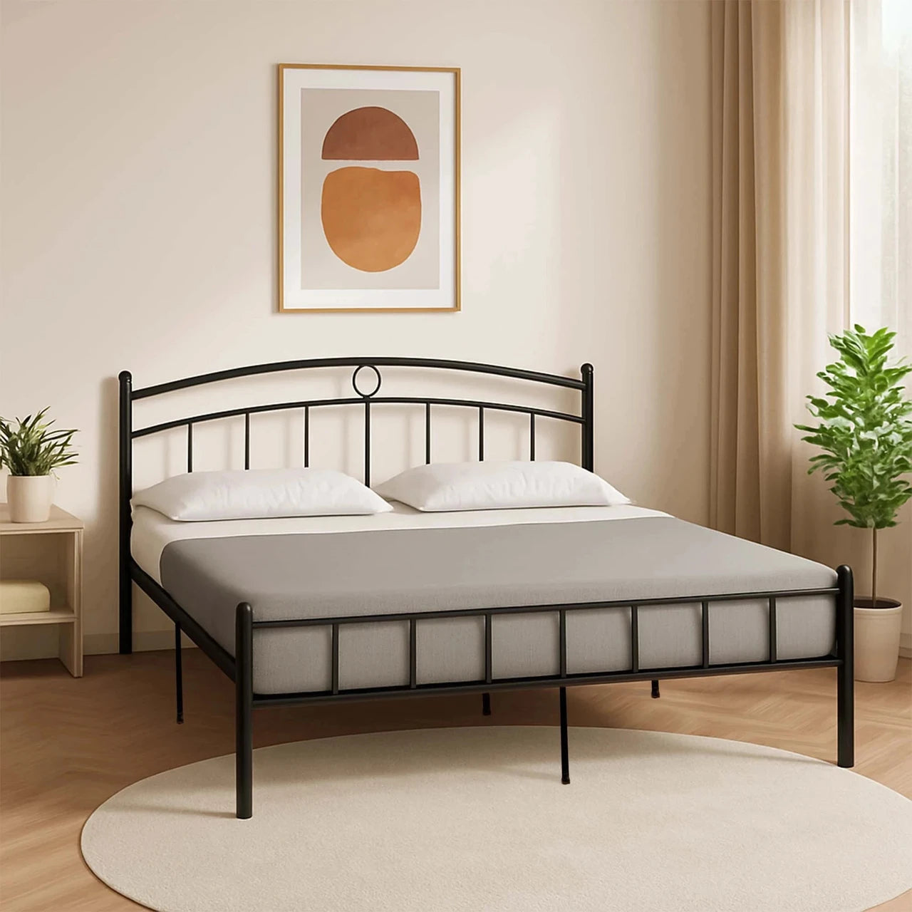 Classic Curved Metal Platform Bed Frame
