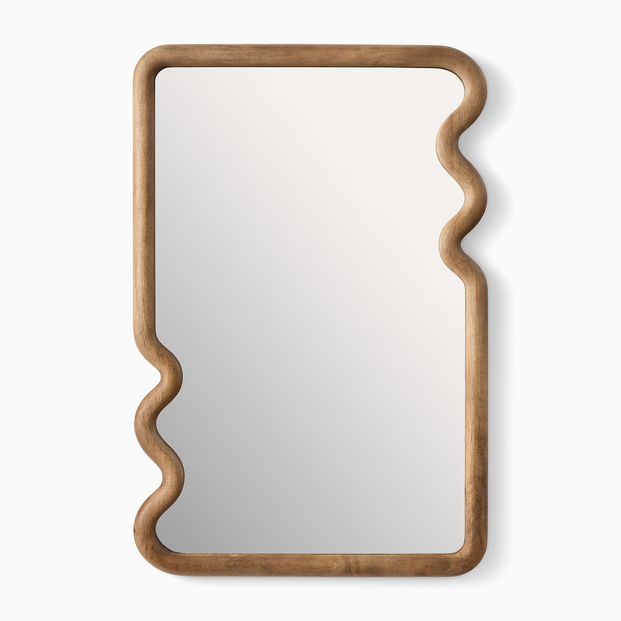 Scallop Edge Wood Rectangular Wall Mirror