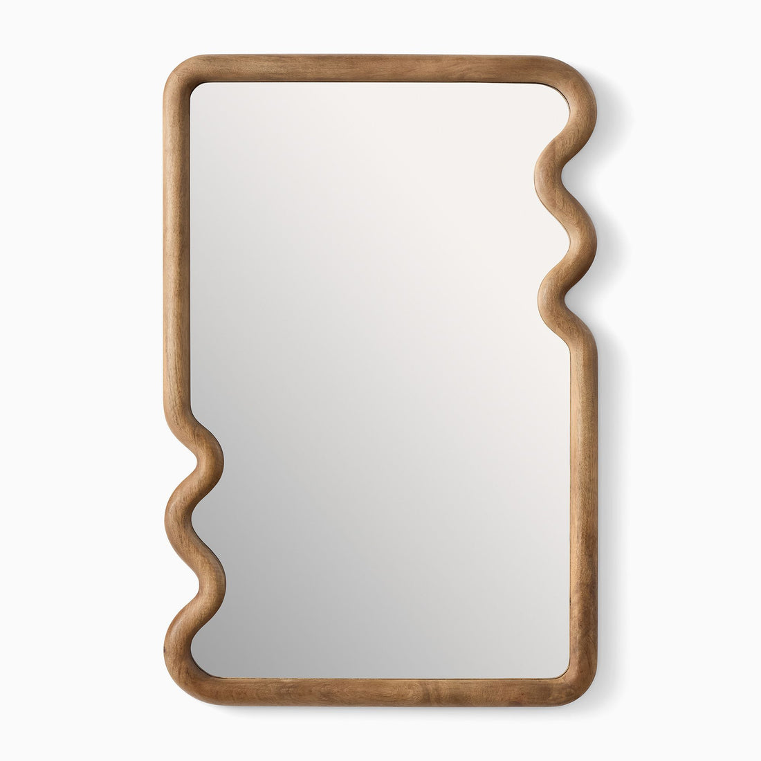 Scallop Edge Wood Rectangular Wall Mirror