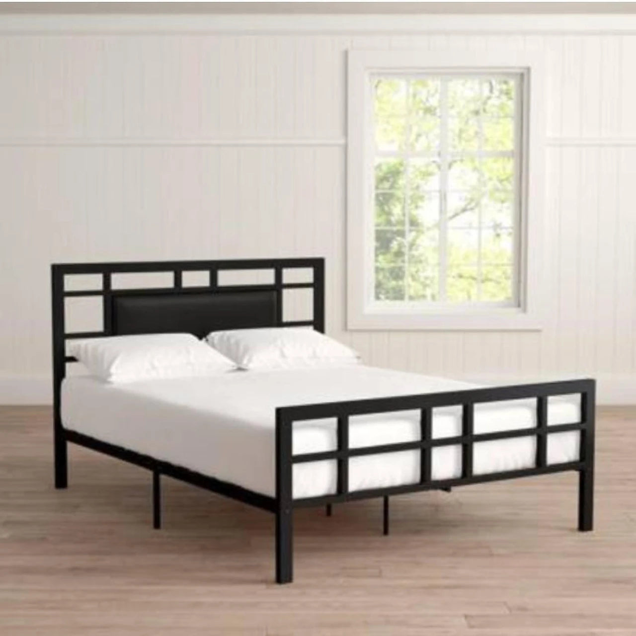 Modern Grid Metal Platform Bed Frame