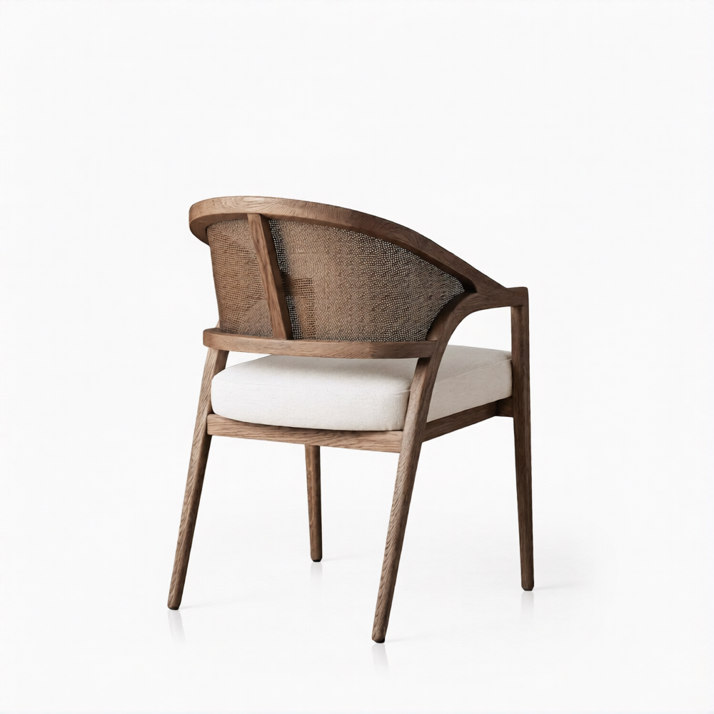 Rattan Chair - Almond Beige - Burnt Amber