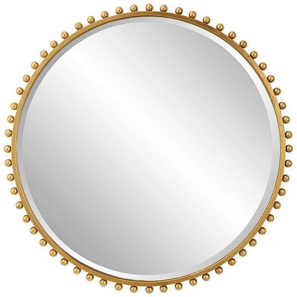 Taza Gold Leaf Iron Round Wall Mirror