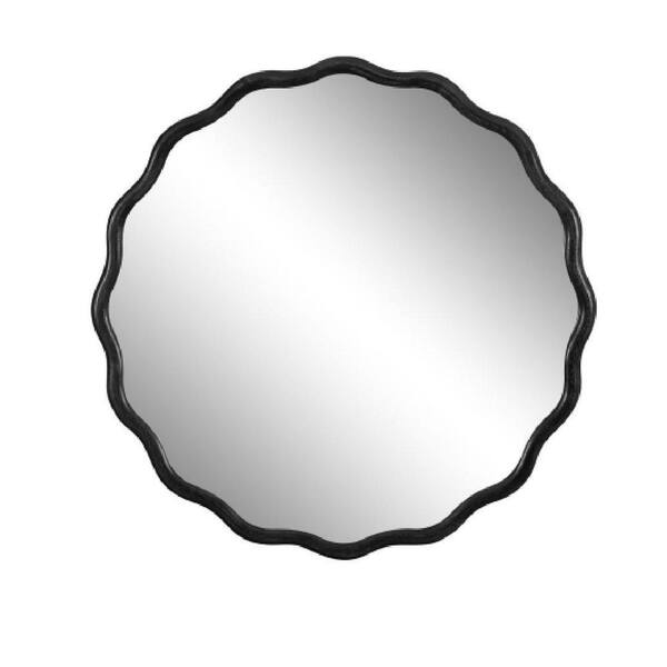 H Round Solid Wood Accent Mirror
